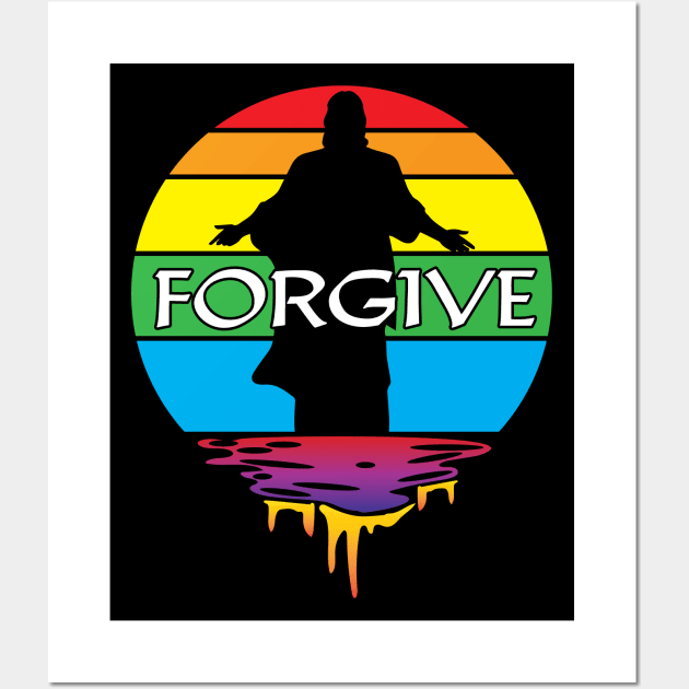 Jesus Forgive Rainbow Sunset Wall Art by Shawnsonart